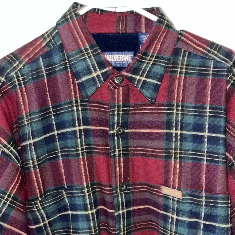 Men's Wolverine Heavy Lined Flannel Plaid Tartan Work Shirt Jacket Shacket L